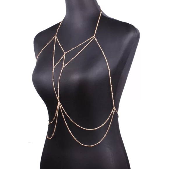 Gold Chain Layered Body Jewelry Necklace Accessory - Picture 5 of 6